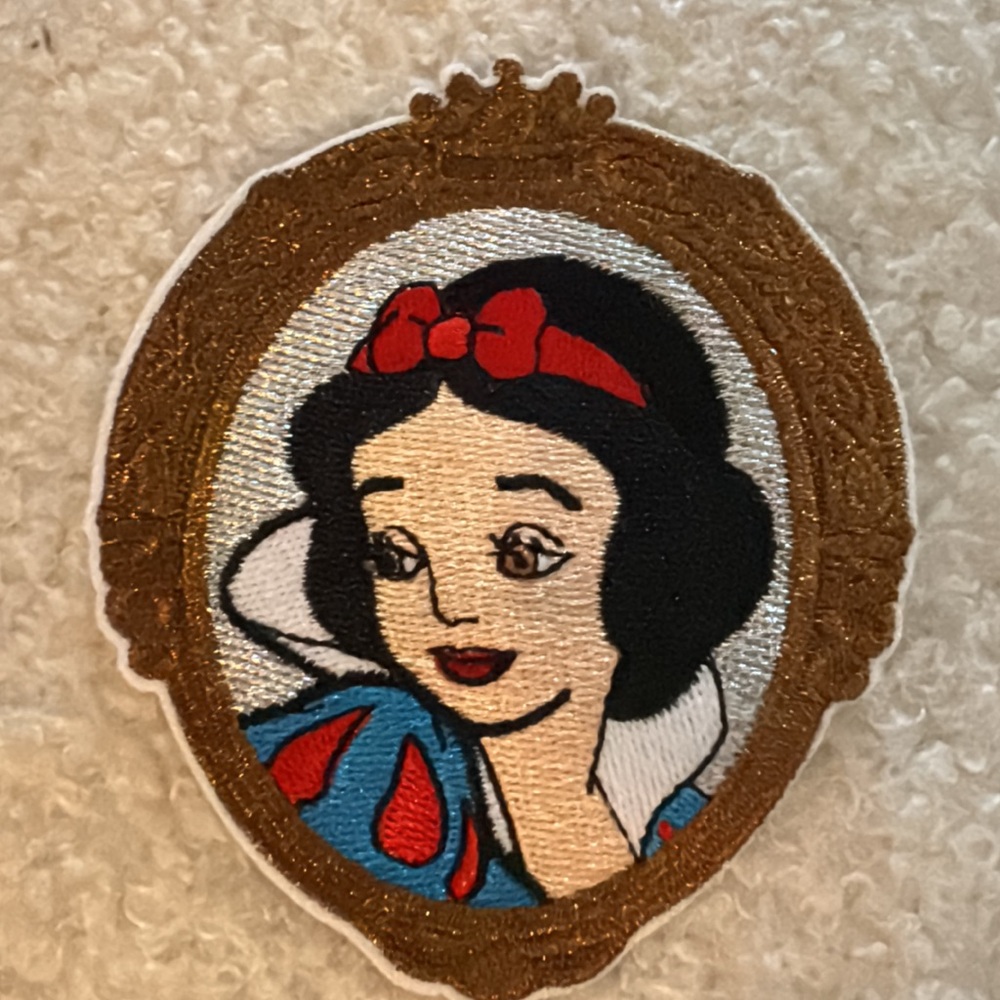 Embroidered Snow White Patch with Red Bow
